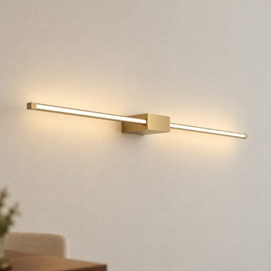 Ideal lux essence applique lineare a sezione quadrata led 12w 3000k 75cm per soggiorno ottone