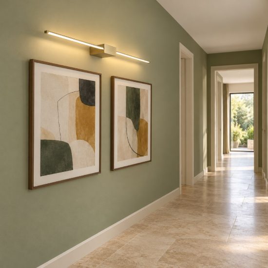 Ideal lux essence applique lineare a sezione quadrata led 12w 3000k 75cm per soggiorno ottone