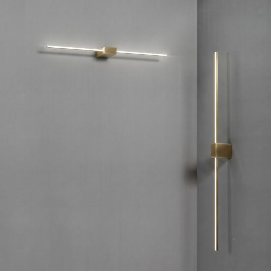 Ideal lux essence applique lineare a sezione quadrata led 12w 3000k 75cm per soggiorno ottone