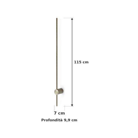 Ideal lux essence applique lineare a sezione tonda led 19w 3000k 115cm per soggiorno ottone
