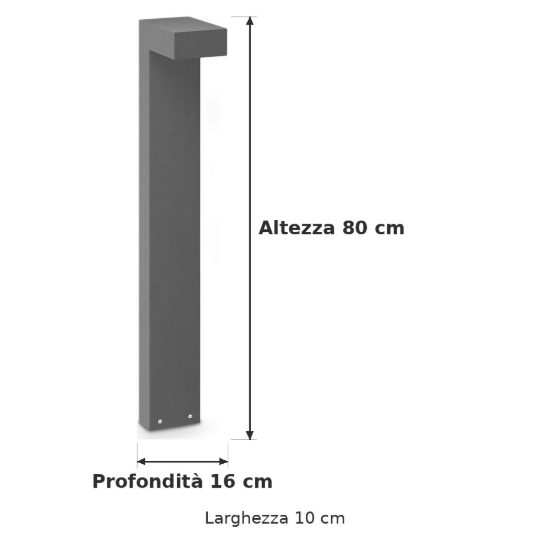 Ideal lux sirio lampione da giardino led 13w 3000k h80cm moderno antracite ip65