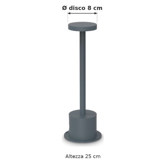 Ideal lux toffee lampioncino da giardino led 8w 3000k d8cm h25cm moderno antracite ip65