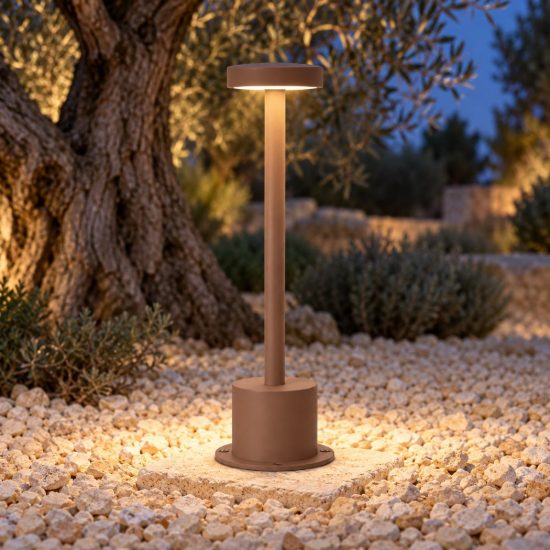 Ideal lux toffee lampioncino da giardino led 8w 3000k d8cm h25cm moderno caffè ip65