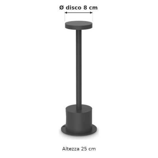 Ideal lux toffee lampioncino da giardino led 8w 3000k d8cm h25cm moderno nero ip65