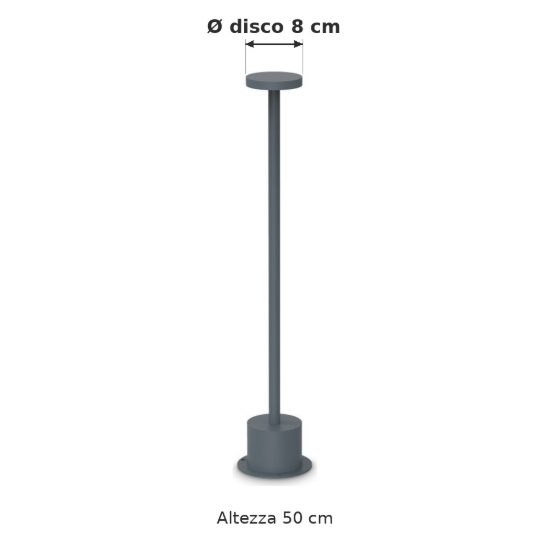 Ideal lux toffee lampioncino da giardino led 8w 3000k d8cm h50cm moderno antracite ip65