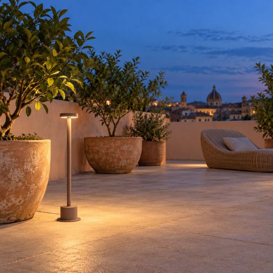 Ideal lux toffee lampioncino da giardino led 8w 3000k d8cm h50cm moderno caffè ip65