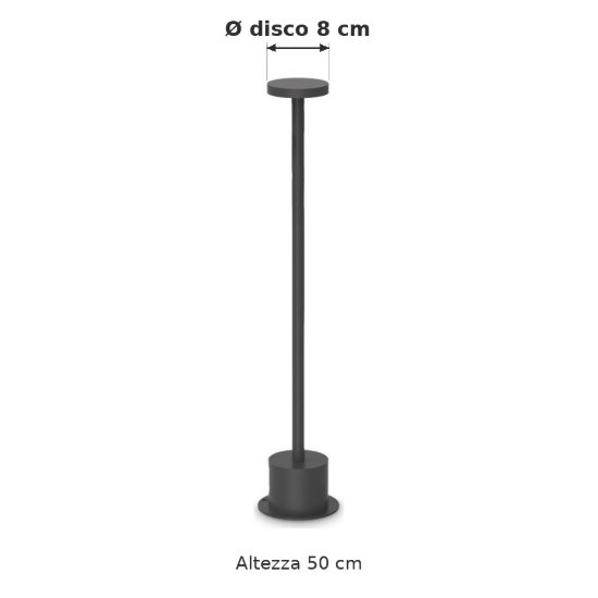 Ideal lux toffee lampioncino da giardino led 8w 3000k d8cm h50cm moderno nero ip65