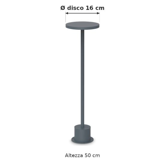 Ideal lux toffee lampioncino da giardino led 11w 3000k d16cm h50cm moderno antracite ip65
