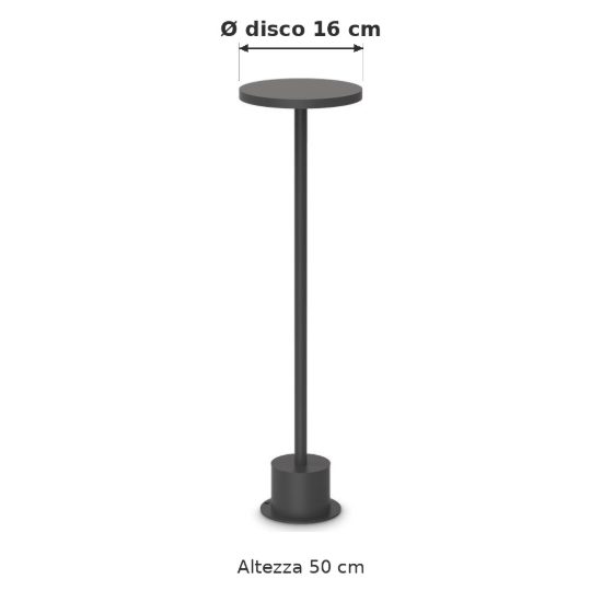 Ideal lux toffee lampioncino da giardino led 11w 3000k d16cm h50cm moderno nero ip65