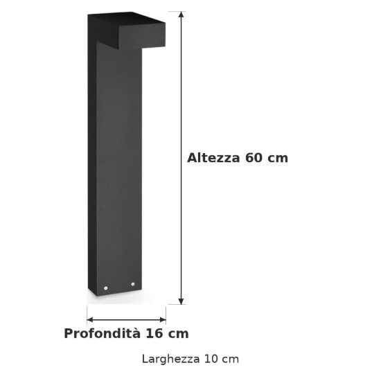 Ideal lux sirio lampione da giardino led 13w 3000k h60cm moderno nero ip65