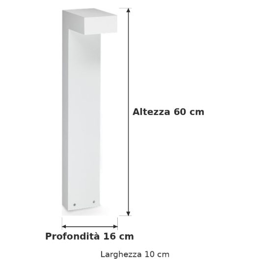 Ideal lux sirio lampione da giardino led 13w 3000k h60cm moderno bianco ip65