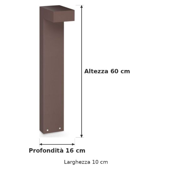 Ideal lux sirio lampione da giardino led 13w 3000k h60cm moderno caffè ip65