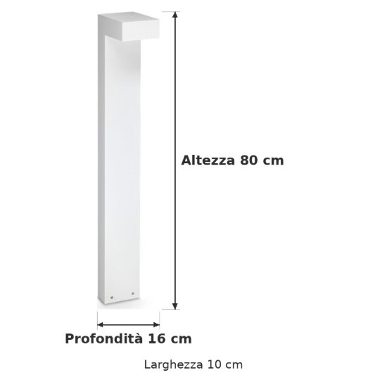 Ideal lux sirio lampione da giardino led 13w 3000k h80cm moderno bianco ip65