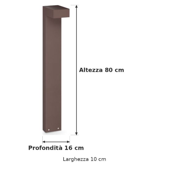Ideal lux sirio lampione da giardino led 13w 3000k h80cm moderno caffè ip65