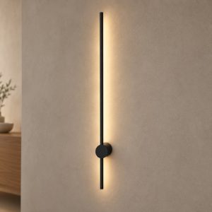 Ideal lux essence applique lineare a sezione tonda led 12w 4000k 75cm per soggiorno moderna nera