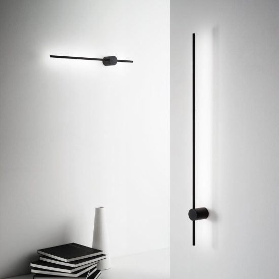 Ideal lux essence applique lineare a sezione tonda led 12w 4000k 75cm per soggiorno moderna nera