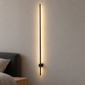 Ideal lux essence applique lineare a sezione tonda led 19w 4000k 115cm per soggiorno moderna nera