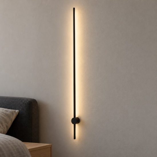 Ideal lux essence applique lineare a sezione tonda led 19w 4000k 115cm per soggiorno moderna nera