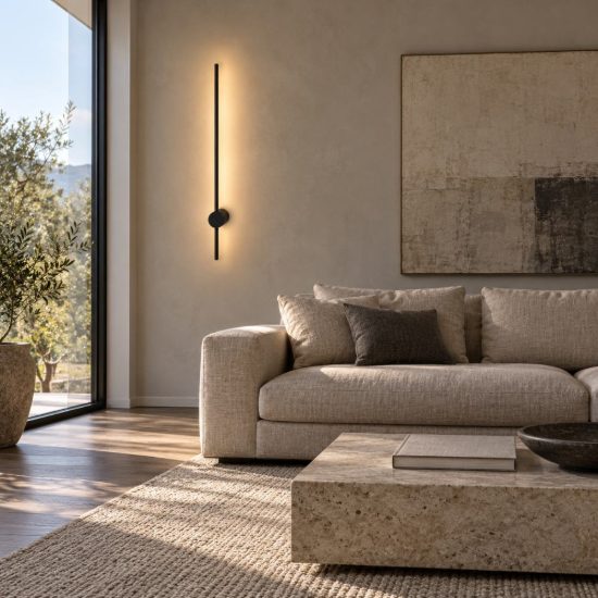Ideal lux essence applique lineare a sezione tonda led 19w 4000k 115cm per soggiorno moderna nera