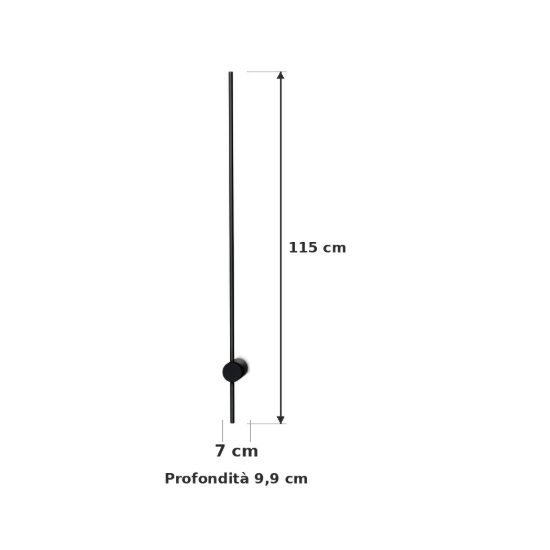 Ideal lux essence applique lineare a sezione tonda led 19w 4000k 115cm per soggiorno moderna nera