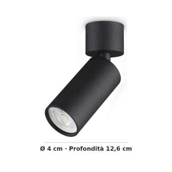 Ideal lux dynamite faretto da soffitto cilindrico mini orientabile gu10 per soggiorno nero