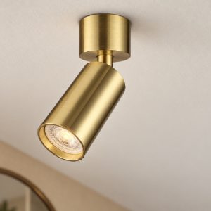 Ideal lux dynamite faretto da soffitto cilindrico mini orientabile gu10 per soggiorno ottone