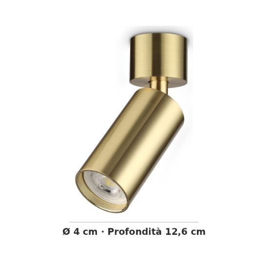 Ideal lux dynamite faretto da soffitto cilindrico mini orientabile gu10 per soggiorno ottone