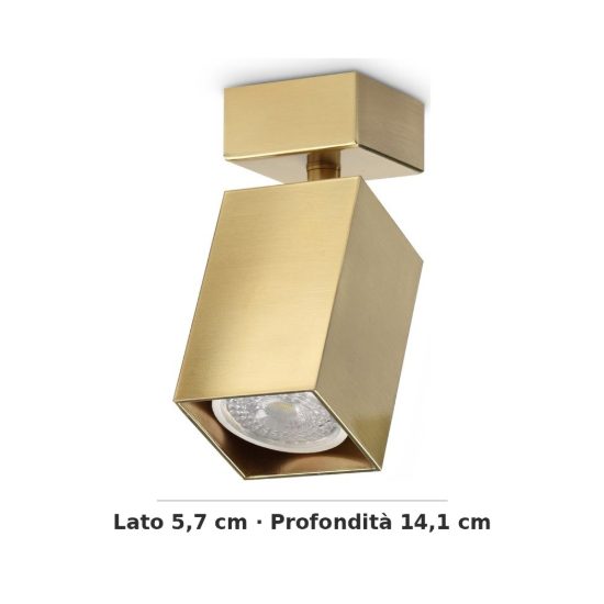 Ideal lux dynamite faretto da soffitto a sezione quadrata orientabile gu10 per soggiorno ottone