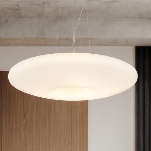 Glory sp5 d60 ideal lux lampadario moderno per soggiorno vetro bianco 60cm