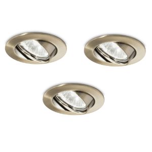Box kit 3 ideal lux swing faretti da incasso per cartongesso orientabile brunito rotondo