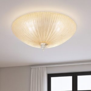 Shell pl6 ideal lux plafoniera 60cm rotonda vetro ambra da cucina