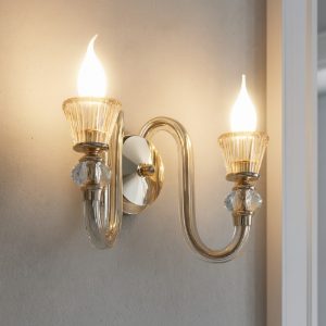 Strauss ap2 applique in cristallo trasparente ambra e oro ideal lux