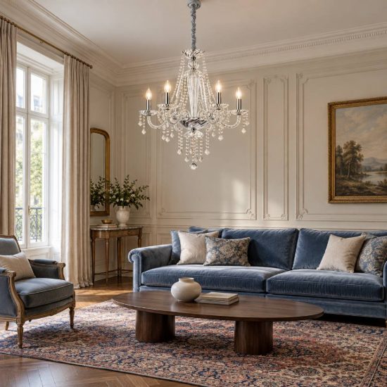 Ideal lux amadeus lampadario a sospensione con pendenti trasparente per soggiorno 6 luci 67cm