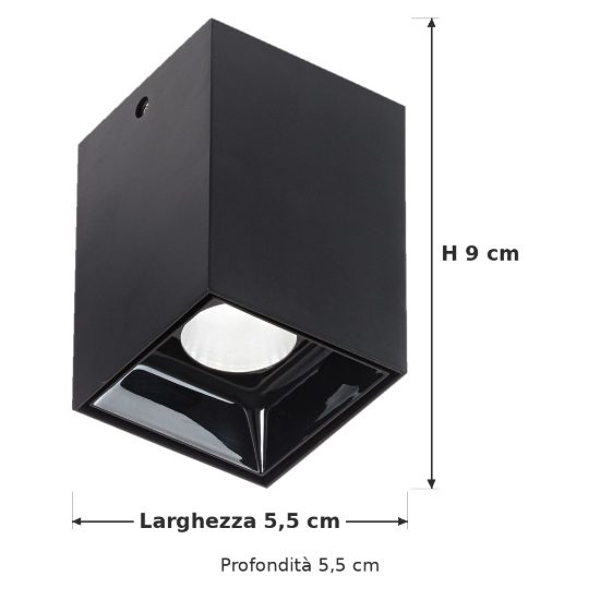 Ideal lux nitro faretto da soffitto squadrato led 10w 3000k per ingresso nero