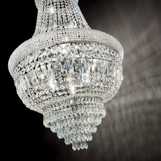 Ideal lux dubai lampadario con pendenti in cristallo 10 luci 52cm per soggiorno classico ottone