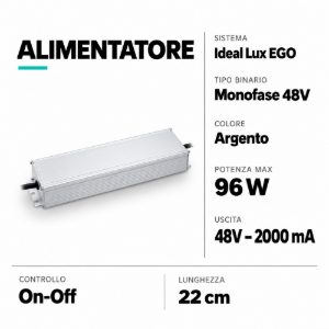Driver led 96w 48v 2000ma per binario monofase on-off ideal lux