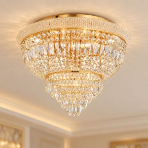 Ideal lux dubai plafoniera classica con pendenti in cristallo 24 luci 78cm ottone
