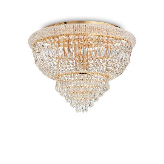 Ideal lux dubai plafoniera classica con pendenti in cristallo 24 luci 78cm ottone