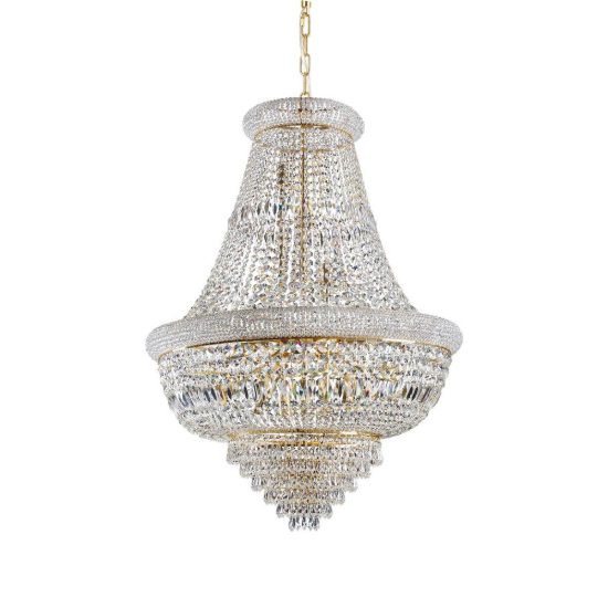 Ideal lux dubai lampadario con pendenti in cristallo 24 luci 80cm per soggiorno classico ottone
