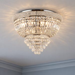 Ideal lux dubai plafoniera classica con pendenti in cristallo 24 luci 78cm cromata