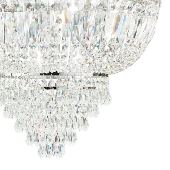Ideal lux dubai plafoniera classica con pendenti in cristallo 24 luci 78cm cromata