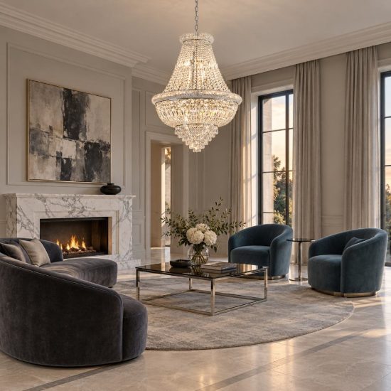Ideal lux dubai lampadario con pendenti in cristallo 24 luci 80cm per soggiorno classico cromato