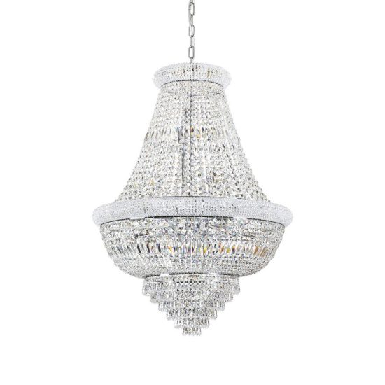 Ideal lux dubai lampadario con pendenti in cristallo 24 luci 80cm per soggiorno classico cromato