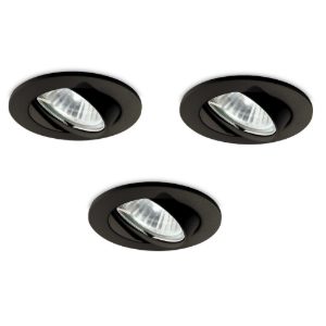 Box 3 swing fi ideal lux faretti nero da incasso per cartongesso orientabili rotondi