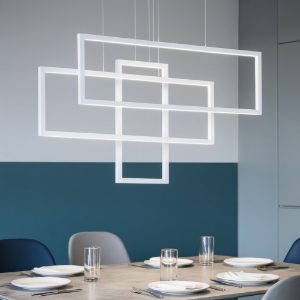 Frame sp rettangolo ideal lux lampadario led 93w 3000k bianco per soggiorno