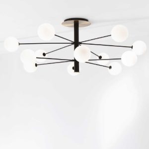 Cosmopolitan ideal lux plafoniera camera da letto nero 10 sfere vetro bianco