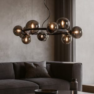 Perlage sp11 ideal lux lampadario nero per soggiorno moderno