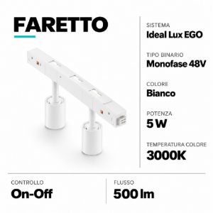 Ego track bianco faretti orientabili led 5w 3000k