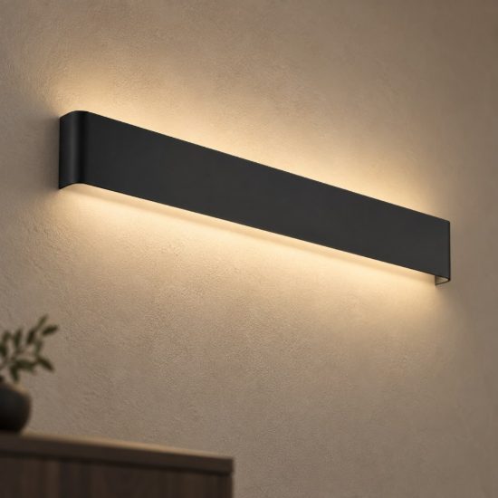 Ideal lux delta applique rettangolare led 19,5w 3000k 61cm per soggiorno moderna nera