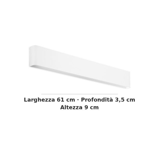 Ideal lux delta applique rettangolare led 19,5w 3000k 61cm per soggiorno moderna bianca